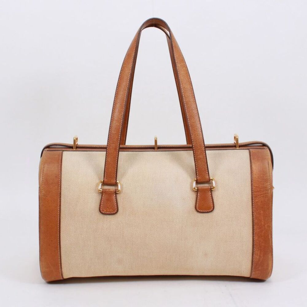Hermes Leather Canvas Boston Bag - Picture 4 of 10